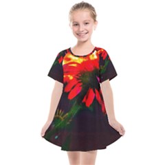 Neon Cone Flower Kids  Smock Dress by okhismakingart