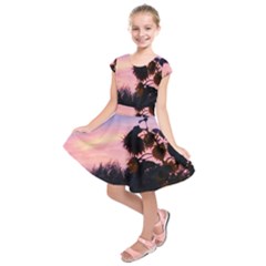 Sunflower Sunset Ii Kids  Short Sleeve Dress by okhismakingart