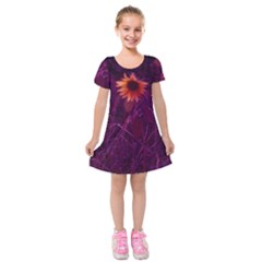 Purple Sunflower Kids  Short Sleeve Velvet Dress by okhismakingart