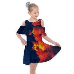 Ominous Clouds Kids  Shoulder Cutout Chiffon Dress by okhismakingart