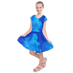 Deep Blue Clouds Kids  Short Sleeve Dress by okhismakingart