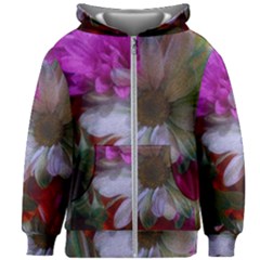 Grainy Green Flower (with Blue Tint) Kids  Zipper Hoodie Without Drawstring by okhismakingart