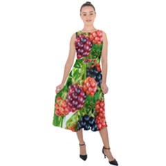 Blackberries Midi Tie-back Chiffon Dress by okhismakingart