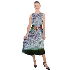 Rainbow Water Droplet Midi Tie-back Chiffon Dress by okhismakingart