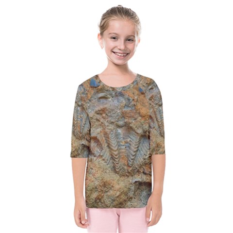 Shell Fossil Kids  Quarter Sleeve Raglan Tee by okhismakingart