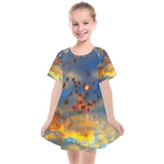 Football Fireworks Kids  Smock Dress by okhismakingart