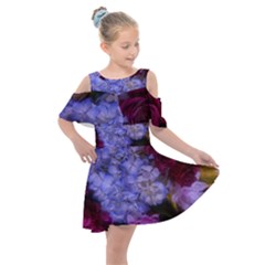 Hydrangea Arrangement Ii (blue Tint) Kids  Shoulder Cutout Chiffon Dress by okhismakingart