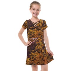 Goldenrod Version Ii Kids  Cross Web Dress by okhismakingart