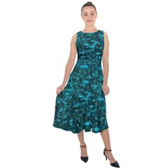 Blue-green Queen Annes Lace Hillside Midi Tie-back Chiffon Dress by okhismakingart