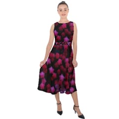 Floral Stars -purple Midi Tie-back Chiffon Dress by okhismakingart