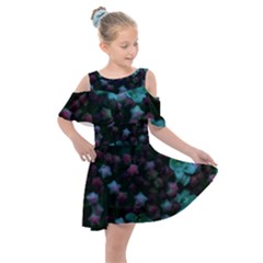 Floral Stars -blue Kids  Shoulder Cutout Chiffon Dress by okhismakingart