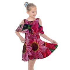 Three Dripping Flowers Kids  Shoulder Cutout Chiffon Dress by okhismakingart