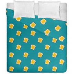 Toast With Cheese Pattern Turquoise Green Background Retro Funny Food Duvet Cover Double Side (california King Size) by genx