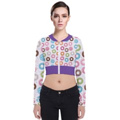 Donut Pattern With Funny Candies Long Sleeve Zip Up Bomber Jacket by genx