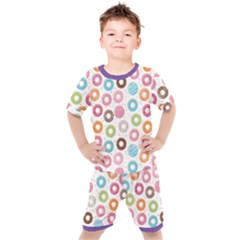 Donut Pattern With Funny Candies Kids  Tee And Shorts Set by genx