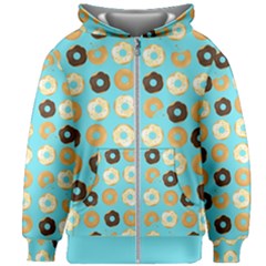 Donuts Pattern With Bites Bright Pastel Blue And Brown Kids  Zipper Hoodie Without Drawstring by genx