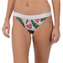 Tropical Watermelon Leaves Pink and green jungle leaves retro Hawaiian style Band Bikini Bottom View1