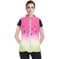 Watermelon Pastel Gradient Pink Watermelon Pastel Gradient Women s Puffer Vest by genx