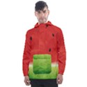 Juicy Paint texture Watermelon red and green watercolor Men s Front Pocket Pullover Windbreaker View1