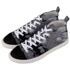 Black And White Lily Pond Men s Mid-top Canvas Sneakers by okhismakingart