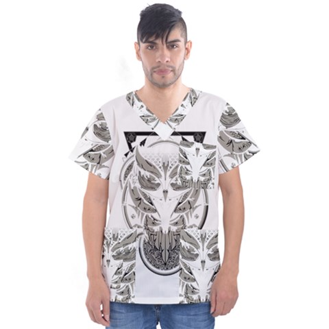 Owl Men s V-neck Scrub Top by Sudhe