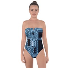 Circuit Pcb Tile Tiling Computer Tie Back One Piece Swimsuit by Pakrebo