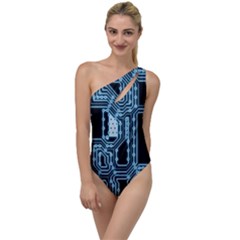 Circuit Pcb Tile Tiling Computer To One Side Swimsuit by Pakrebo