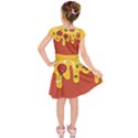 Pizza Topping funny modern yellow melting cheese and pepperonis Kids  Short Sleeve Dress View2