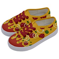 Pizza Topping Funny Modern Yellow Melting Cheese And Pepperonis Kids  Classic Low Top Sneakers by genx