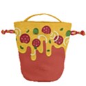 Pizza Topping funny modern yellow melting cheese and pepperonis Drawstring Bucket Bag View1