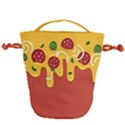 Pizza Topping funny modern yellow melting cheese and pepperonis Drawstring Bucket Bag View2