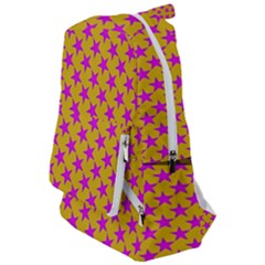 Pink Stars Pattern On Yellow Travelers  Backpack by BrightVibesDesign