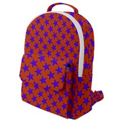 Purple Stars Pattern On Orange Flap Pocket Backpack (small) by BrightVibesDesign