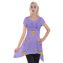 Pizza Pattern Violet Pepperoni Cheese Funny Slices Short Sleeve Side Drop Tunic by genx