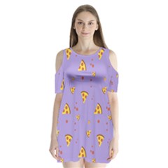 Pizza Pattern Violet Pepperoni Cheese Funny Slices Shoulder Cutout Velvet One Piece by genx