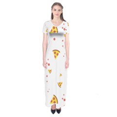 Pizza Pattern Pepperoni Cheese Funny Slices Short Sleeve Maxi Dress by genx