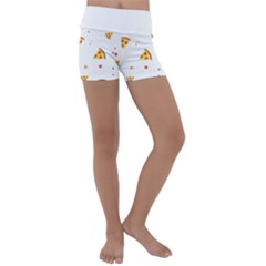 Pizza Pattern Pepperoni Cheese Funny Slices Kids  Lightweight Velour Yoga Shorts by genx