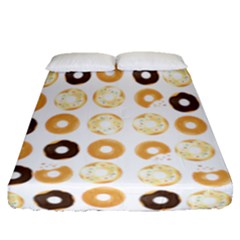 Donuts Pattern With Bites Bright Pastel Blue And Brown Cropped Sweatshirt Fitted Sheet (queen Size) by genx