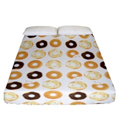 Donuts Pattern With Bites Bright Pastel Blue And Brown Cropped Sweatshirt Fitted Sheet (california King Size) by genx