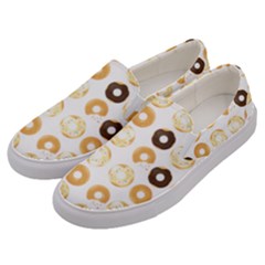 Donuts Pattern With Bites Bright Pastel Blue And Brown Cropped Sweatshirt Men s Canvas Slip Ons by genx