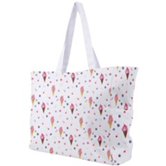 Ice Cream Cones Watercolor With Fruit Berries And Cherries Summer Pattern Simple Shoulder Bag by genx