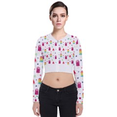 Popsicle Juice Watercolor With Fruit Berries And Cherries Summer Pattern Long Sleeve Zip Up Bomber Jacket by genx