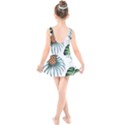 Pineapple Tropical Jungle Giant Green Leaf Watercolor Pattern Kids  Skater Dress Swimsuit View2