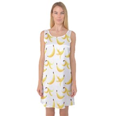 Yellow Banana And Peels Pattern With Polygon Retro Style Sleeveless Satin Nightdress by genx