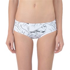 Birds Hand Drawn Outline Black And White Vintage Ink Classic Bikini Bottoms by genx