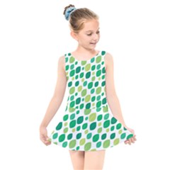 Leaves Green Modern Pattern Naive Retro Leaf Organic Kids  Skater Dress Swimsuit by genx