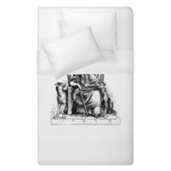 Odin On His Throne With Ravens Wolf On Black Stone Texture Duvet Cover (single Size) by snek