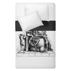 Odin On His Throne With Ravens Wolf On Black Stone Texture Duvet Cover Double Side (single Size) by snek