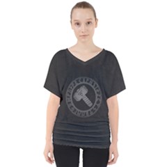 Thor Hammer With Runes Valhalla Tristella Viking Norse Mythology Mjolnir  V-neck Dolman Drape Top by snek