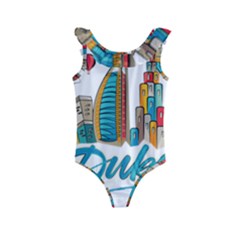 Burj Khalifa Skyline Clip Art Drawing Comic World Kids  Frill Swimsuit by Sudhe